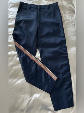 Pt01 Navy Chinos with Multi-Stripe Side Tape